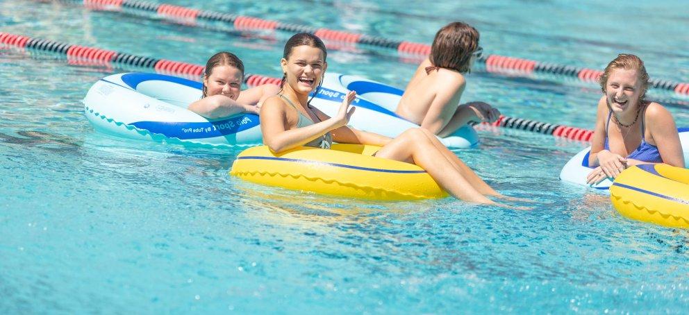 Students at the Pool